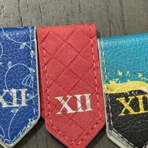 Magnetic Leather Bookmarks – Set of 3 – Roman Numeral XII Design